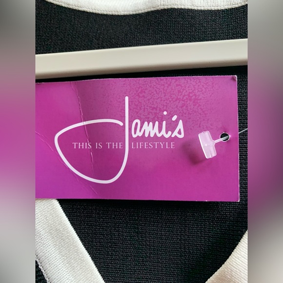 Jami’s Isabel De Pedro Med Black Dress VBack 55% Viscose 45%Nylon Black Off Whit - Picture 5 of 11
